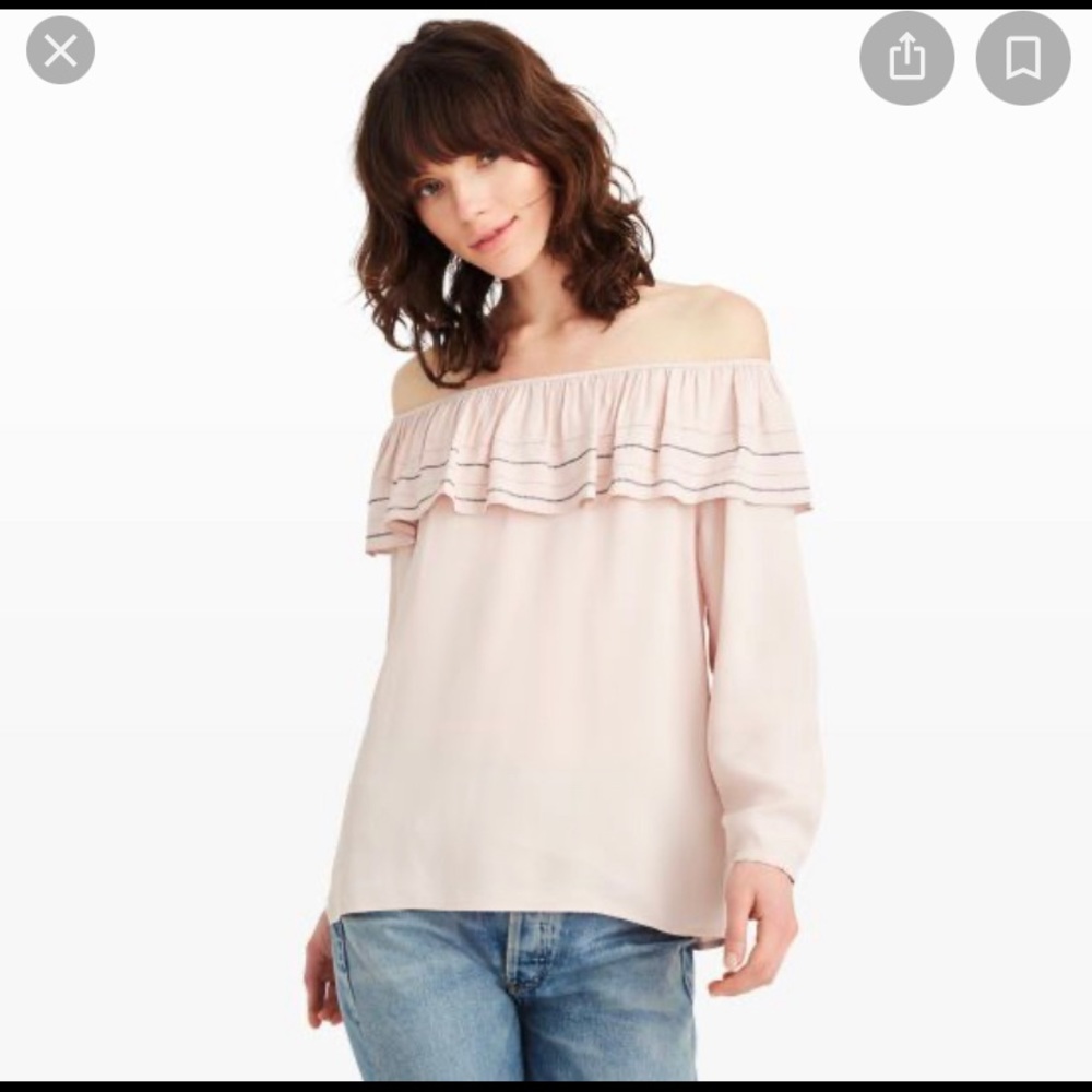 Women's Off-Shoulder Ruffle Blouse - Cream - Picture 3 of 8